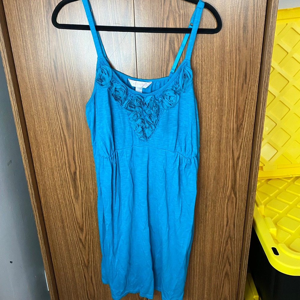 Cacique Chemise Nightgown Women 22/24 Blue Rosette Trim